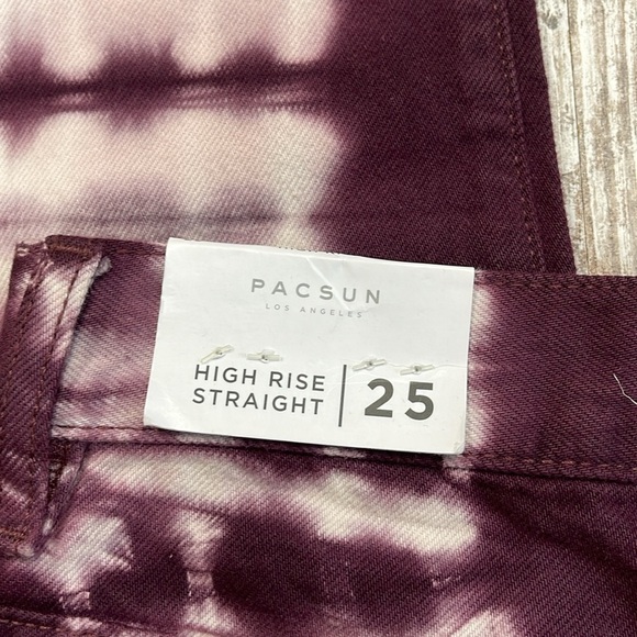 PacSun NWT Eco Raspberry Tie Dye Buttonfly High Waisted Straight Leg Jeans - Picture 14 of 15